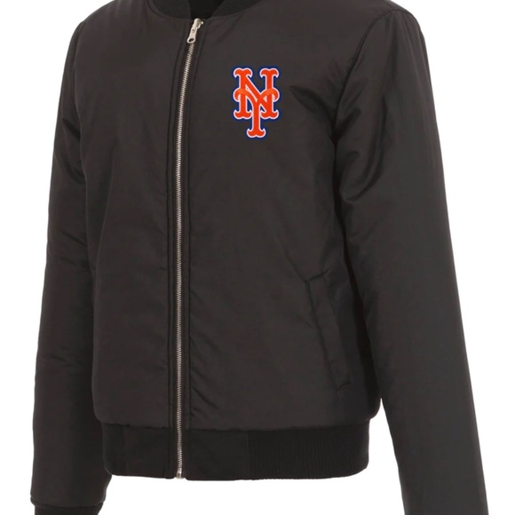 New York Mets JH Design Reversible Women Fleece Jacket - Black - Picture 1 of 3
